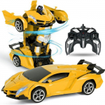 Voiture T&eacute;l&eacute;command&eacute;e - ETHNICS ORIGINS - 2 En 1 Robot Transformable - Multicolore - 1:18 - Rechargeable geltona