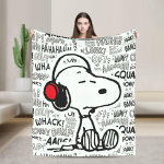 Snoopy Klausykitės muzikos Antklodės Fleece Pavasario Rudens Animacinis Daugiafunkcis Super &Scaron;iltas Mesti Antklodė Namams Pliu&scaron;inė Plona Antklodė 125x100cm 50x40in