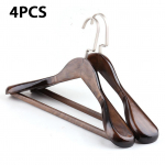 4 vnt. masyvios medienos Haners plataus pečių paltų pakabos medinės neslystančios kostiumų kelnių drabužių pakabos spintoms rūbų spintoms organizatorius