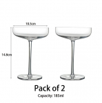 2 vnt. 185 ml Kūgio formos kokteilių taurės Martini taurės Kri&scaron;tolo rinkinys i&scaron; 2 vnt. 185ml