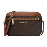 Michael Kors Mk Jet Set Monogramos Logotipo Grandinėlės PVC Odos Kameros Rankinė Moteri&scaron;ka Pečių Rankinė Karamelinė Gilios Rudos Spalvos 35S1GTTC9B-BROWN Basic Set (Bag+Dust Bag) brown