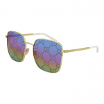 Gucci Metalinis didelis rėmelis Lazerinis asmeninis GG spaudinys Akiniai nuo saulės Kvadratiniai Unisex akiniai nuo saulės GG0802S-004 Dust Bag+Eyeglass Case (Random Color)
