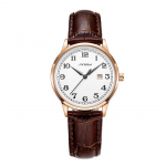 Moteri&scaron;ki retro kvarciniai vandeniui atsparūs laikrodžiai su odiniu dirželiu ir kalendoriumi - Modelis 9872 gray