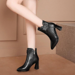 A&scaron;trus priekis &Scaron;ilti batai Neper&scaron;lampami Odiniai Ankle Boots Moterims Ruduo Žiema Su Kulnu Moteri&scaron;ki Trumpi Batai Dizainerio Prabangūs PU Batai 34