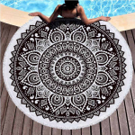 Mandala apvalus paplūdimio rank&scaron;luostis mikropluo&scaron;to vandens sugertis sportui jūros paplūdimiui jogos kilimėlis su kutais spausdintas didelis rank&scaron;luostis guldymo rank&scaron;luosčiai 150cm 150x150cm gray