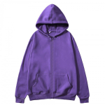 Unisex Dydelio Dydžio Fleece Su Gobtuvu Užtraukiamas Džemperis Vyrams Moterims Laisvalaikio Ilgomis Rankovėmis Megztinis Vienspalvis Large violetinė