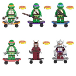 Konstruojamų kaladėlių figūrėlė Ninja vėžliukas, Edukacinis mini kaladėlių žaidimų rinkinys 6pcs