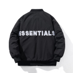 FEAR OF GOD FOG ESSENTIALS Vyri&scaron;ka stambi beisbolo striukė pavasariui, rudeniui ir žiemai M black