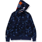 Bape spalvotas kamufliažinis ryklio plė&scaron;ikas, plė&scaron;riosios fit, su užtrauktuku, dvigubas gobtuvas 1K20-115-007 M black