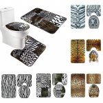 3 vnt / rinkinys 3D gyvūnų spaudinių pjedestalo kilimėlis + tualeto dangtis + vonios kilimėlio kilimėlių rinkinys black&white mix