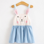 YUBAOBEI Baby Girl Sling Suknelė Vaikams Animacinis filmukas Triu&scaron;io ausys Be rankovių Miela mergaičių laisvalaikio medvilninė suknelė 3t mėlyna
