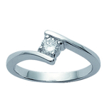 Bague Argent 'C&acirc;lin' blanc argent&eacute; (rhodi&eacute;) - 7 mm