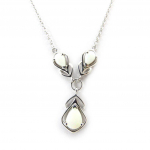 Les Tr&eacute;sors De Lily [J5713] - Collier Argent 'D&eacute;esse Opale' Blanc argent&eacute; (rhodi&eacute;) - 35x10 mm