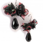 Les Tr&eacute;sors De Lily [J7030] - Boucles Cr&eacute;ateur 'Scarlett' noir rouge juoda