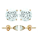 Les Tr&eacute;sors De Lily [L5004] - Boucles plaqu&eacute; or 'Essentiel' blanc dor&eacute; - 6 mm