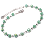 Les Tr&eacute;sors De Lily [Q2435] - Bracelet cr&eacute;ateur Acier 'Boho' vert argent&eacute; - 4 mm žalia