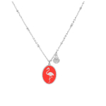 Les Tr&eacute;sors De Lily [Q2503] - Collier cr&eacute;ateur acier 'Flamant Rose' orange corail argent&eacute; - 16x12 mm oranžinė