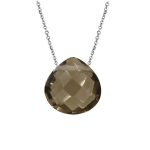 Les Tr&eacute;sors De Lily [Q6759] - Collier Argent 'Meghan' quartz fum&eacute; argent&eacute; (rhodi&eacute;) - 10 mm
