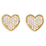 Altesse [Q9838] - Boucles plaqu&eacute; or 'Love' blanc dor&eacute; - 9x8 mm