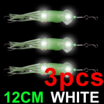 Bimoo žėrintis sūraus vandens žvejybos masalas, velkamasis kalmarų velkamasis masalas, 4,7 colio / 12 cm LED lemputė Mahi tuno burės Wahoo Marlin 12cm balta