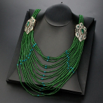 Eleganti&scaron;ki ilgi karoliukai karoliai Marokas Caftan Bijoux Etniniai vestuviniai papuo&scaron;alai turki&scaron;ki daugiasluoksniai karoliukų karoliai žalia