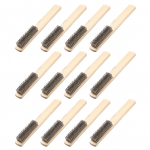 12 vnt. vielinių &scaron;epečių rinkinys su medine rankena, nerūdijančio plieno vielinis braižymo &scaron;epetys rūdžių valymui sena mediena