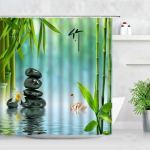 Zen Green bambuko Budos du&scaron;o užuolaidos peizažas vandens žvakių akmuo Lotu augalų sodas peizažas vandeniui atsparus vonios užuolaidos ekranas 180x180cm