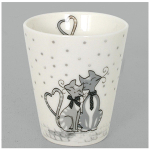 Les Tr&eacute;sors De Lily [A0267] &ndash; Baltai pilkas &bdquo;Cats&ldquo; porcelianinis puodelis &ndash; 75x65 mm pilka