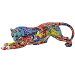 Les Tr&eacute;sors De Lily [A1357] - Figurine r&eacute;sine 'Gu&eacute;pard Graffiti' multicolore - 43x15x13 cm