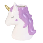 Les Tr&eacute;sors De Lily [A1813] - Porte-brosse &agrave; dents c&eacute;ramique 'Licorne My Unicorn' blanc violet - 10x13 cm violetinė