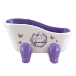 Les Tr&eacute;sors De Lily [A2553] - Porte-savon c&eacute;ramique 'Couleurs Lavande' violet blanc (baignoire r&eacute;tro) - 130x75 mm