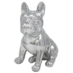 Les Tr&eacute;sors De Lily [A3315] - Figurine r&eacute;sine 'Bulldog Fran&ccedil;ais' argent&eacute; - 20x16x12 cm
