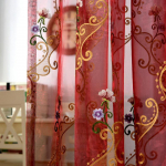 1 vnt Europos siuvinėtas tiulis baltas permatomas užuolaidos marlės verpalai Voile užuolaidos langų užuolaidos gyvenamasis kambarys NAPEARL W300cm x L260cm raudona