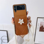 Madingas Crossbody Pearl Bow Knot Lanyard Card Bag telefono dėklas, skirtas Samsung Galaxy Z Flip 4 3 Z Flip3 Flip4 5g Cover mielas dėklas For Z Flip 3