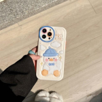 Ins Duck Cute Cloud Stars Odinis Relif 3D animacinis telefono dėklas, skirtas iPhone 13 12 11 Promax 14 Pro Max Plus Puikus galinis dangtelis For iphone 12pro