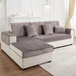 Vienspalvis neslystantis sofos užvalkalas, storas mink&scaron;tas pliu&scaron;inis sofos pagalvėlės rank&scaron;luostis, skirtas svetainės baldams. 90x210cm 1pc tamsiai pilka spalva