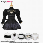 Seksualus Nier Automata Yorha 2B Cosplay kostiumas Anime Moterų apranga Užmaskuotas kostiumas Puo&scaron;nus Helovino karnavalinis mergaičių vakarėlis juoda suknelė + perukas kostiumų rinkinys XXL black