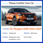 4x Peugeot 2008  2022 2023 Purvasaugiai Purvo atmu&scaron;ėjai Apsauga nuo apta&scaron;kymo Priekiniai Galiniai Ratai Automobilio Stilius black