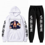 Vyri&scaron;kas rinkinys Anime Jujutsu Kaisen Gojo Satoru su gobtuvu Kelnės laisvalaikio 2 vnt Vyri&scaron;ki Moteri&scaron;ki Unisex rinkiniai ilgomis rankovėmis Madingi megztiniai L