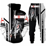 Retro Knight Templar Armor 3D spausdinti vyri&scaron;ki gobtuvai / kelnės / kostiumas Harajuku Jesus God Tracksuit sportinė apranga, kietas 2 dalių drabužių rinkinys M