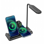 4 viename belaidis įkroviklis su pritemdoma LED staline lempa, skirta iPhone 12 13 Pro Airpods Android mobiliojo telefono įkrovimo laikiklis Greitas įkrovimas