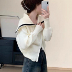 Dizaino pojūtis Polo apykaklė Užtrauktuku megztinis Kardiganas Moterims 2023 Ruduo Ilgomis rankovėmis Leidimas Mezginių megztinis Kardiganas Moteri&scaron;ki vir&scaron;ūnės One Size žalia