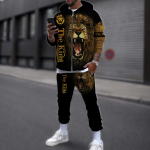 Asmenybė Animal Cool Lion 3D All Over Print Sportiniai kostiumai Vyri&scaron;ki madingi užtrauktuku su gobtuvu kelnės 2 vnt. Sportiniai kostiumai