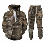 Rudens ir žiemos gyvūnai lapai kamufliažiniai 3D sportiniai kostiumai vyrams lauke su užtrauktuku. 2XL