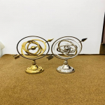 Lot of 2 pcs Aluminium Armillary Golden, Silver Tabletop Sphere Globes Armillary Marine 27.94 cm Handmade Decorative Globe