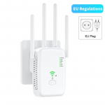 300 Mbps belaidis WiFi kartotuvas Wi-Fi stiprintuvas signalo stiprintuvas Dviejų juostų 2.4G 5G Wi-Fi plėstuvas 802.11ac Gigabit WPS tinklo mar&scaron;rutizatorius su 4 antenomis EU Plug balta