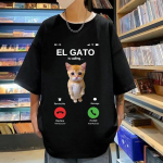 El Gato skambina memei, liūdnai verkiančiam katinui Munchkin Kitty Meme Print mar&scaron;kinėliai Kar&scaron;tas i&scaron;pardavimas Madingi dideli mar&scaron;kinėliai Unisex gatvės apranga