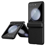 Prabangus odos tekstūros dėklas su apsauga vyriams Samsung Galaxy Z Flip 5 dėklui su priekinio ekrano stiklo plėvelės dangteliu For Galaxy Z Flip 5 juoda