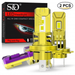 2 vnt H4 H7 LED priekinių žibintų lemputės H1 H11 9005 HB3 9006 HB4 9012 Hir2 Led mini automobilio turbo priekinis žibintas 50W 25000Lm automatinė belaidė lempa 6000K itin ry&scaron;kiai balta H1