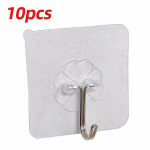 10 vnt. Tvirti sieniniai kabliai, be perforavimo ir lipni prie sienos, idealiai tinka virtuvės ir vonios kambario organizavimui, skaidrūs laikantys kabliukai balta